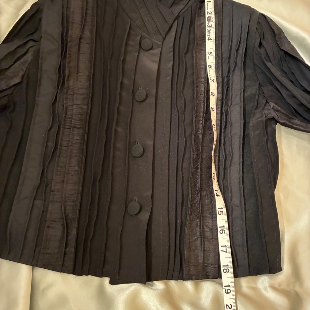 Hulda Bridgeman Design Wearable Art Black Silk Size 0 Petite Jacket Handmade EUC - Picture 12 of 16